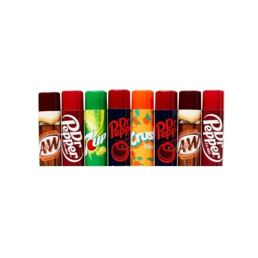 2x Taste Beauty Flavored Lip Balms 8 Lip Balms Sealed Dr Pepper 7 Up Crush A&W